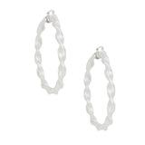 Hoop Silver Twisted Greek Key Earrings for Women