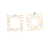 Stud QUEEN LOVE Gold Square Mismatch Earrings