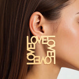 Stud QUEEN LOVE Gold Square Mismatch Earrings