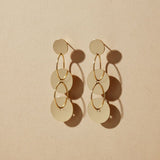 Dangle Linked Gold Disc and Gold Ring Earrings