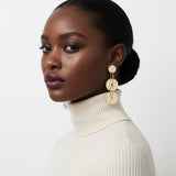 Dangle Linked Gold Disc and Gold Ring Earrings