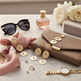 Dangle Linked Gold Disc and Gold Ring Earrings