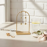 Dangle Gold Linked Mesh Ball Long Drop Earrings