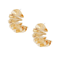 Load image into Gallery viewer, Stud Molded and Folded Gold Metal Fanned Earrings
