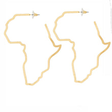 Cargar imagen en el visor de la galería, Hoop Modern Gold Africa Outline Earrings for Women

