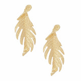 Stud Elongated Gold Twisted Leaf Organic Earrings