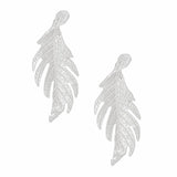 Stud Elongated Silver Twisted Leaf Organic Earrings