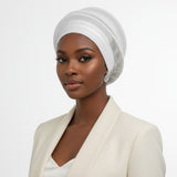Fascinator Formal Silver Dazzling Structured Turban