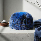 Hat Luxe Faux Fur Blue Kubanka Winter Cap Women