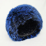 Hat Luxe Faux Fur Blue Kubanka Winter Cap Women