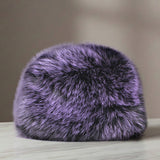 Hat Luxe Faux Fur Purple Kubanka Winter Cap Women