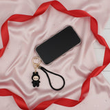 Rhinestone Phone Wrist Strap Black Labubu Keychain