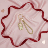 Rhinestone Phone Wrist Strap Gold Labubu Keychain