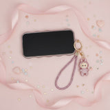 Rhinestone Phone Wrist Strap Pink Labubu Keychain