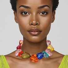 Load image into Gallery viewer, Toggle Chunky Transparent Multitone Bead Necklace
