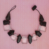 Toggle Chunky Transparent Black Clear Bead Necklace