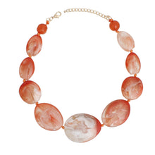Load image into Gallery viewer, Collar Orange Marbled Chunky Oval Bead Necklace
