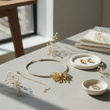 Pendant Matte Gold Metal Sunburst Flower Necklace