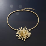 Pendant Matte Gold Metal Sunburst Flower Necklace