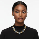 Chunky Faceted Clear and Metal Ball Bead Necklace