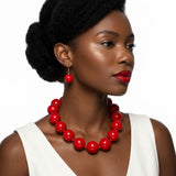 Mod Style Candy Red Chunky Bead Necklace
