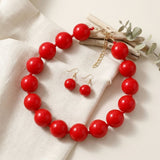 Mod Style Candy Red Chunky Bead Necklace