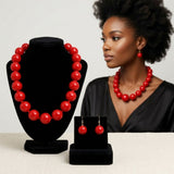 Mod Style Candy Red Chunky Bead Necklace