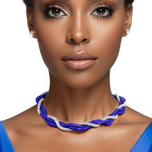 Cargar imagen en el visor de la galería, Sorority Vibrant Blue Clear Twisted Tube Necklace
