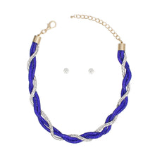 Cargar imagen en el visor de la galería, Sorority Vibrant Blue Clear Twisted Tube Necklace
