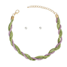 Cargar imagen en el visor de la galería, AKA Vibrant Pink Green Twisted Tube Necklace
