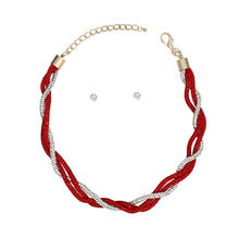 Cargar imagen en el visor de la galería, DST Vibrant Red Clear Twisted Tube Necklace
