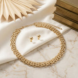 Gold Panther Link Style Chain Necklace Set