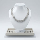 Silver Panther Link Style Chain Necklace Set