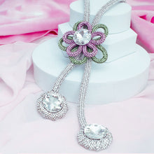 Load image into Gallery viewer, AKA Artisan Sparkling Sorority Flower Y Necklace
