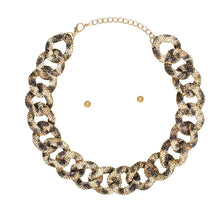 Load image into Gallery viewer, Chain Wild Child Leopard Stone Encrusted Necklace
