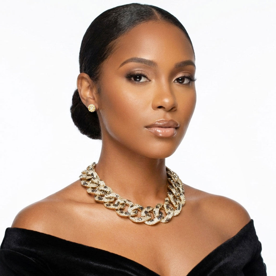 Chain Wild Child Leopard Stone Encrusted Necklace