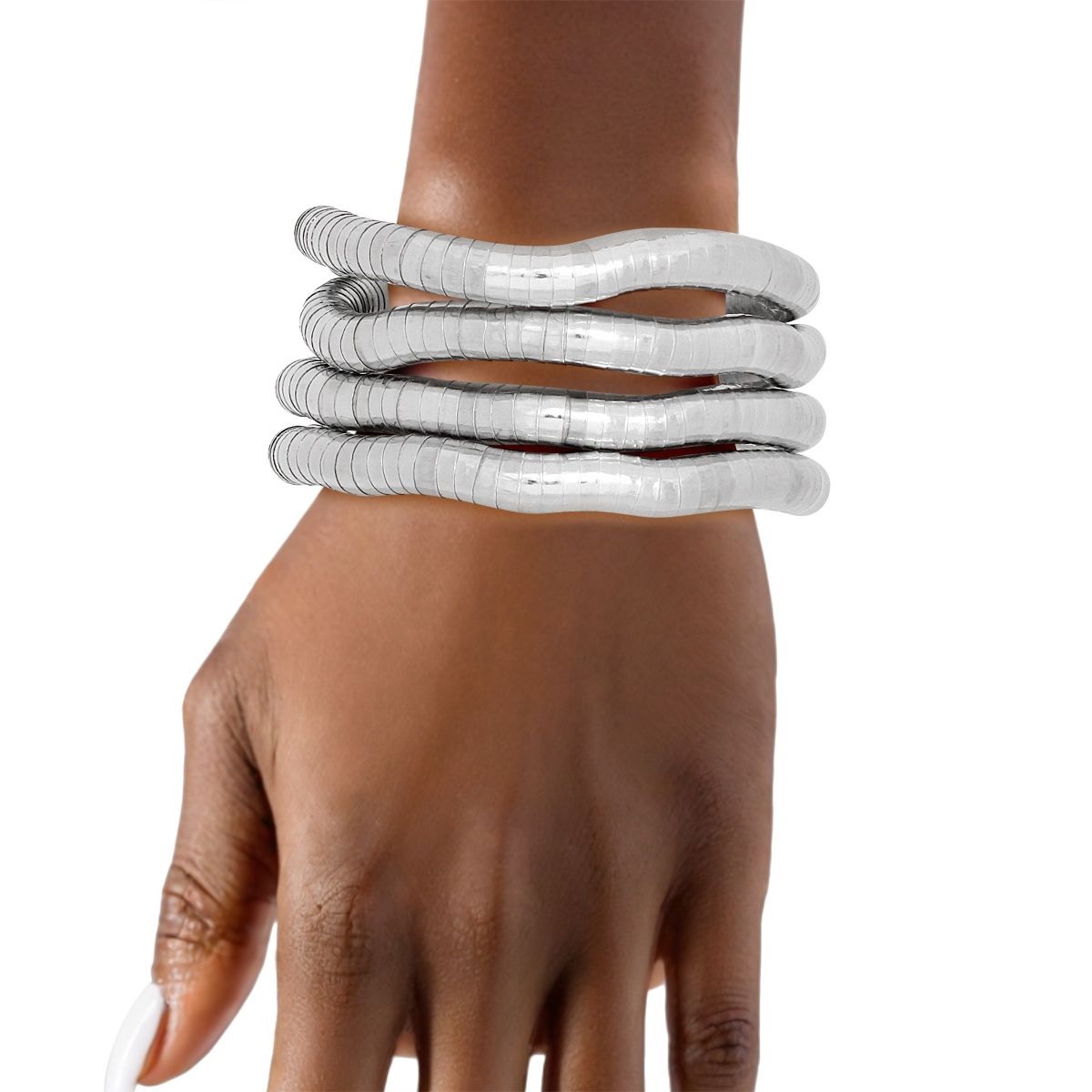 Convertible Silver Tubogas Flex Coil Necklace