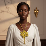 Long Y Brilliant Yellow Blooming Flower Necklace