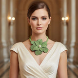 Brilliant Green Blooming Flower Choker Necklace