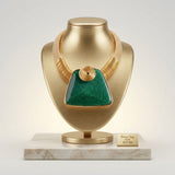 Large Green Resin Pendant Gold Collar Necklace