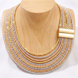 Mixed Metal Layered Magnetic Rope Chain Necklace