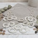 Bib Matte Silver Multi Link Layer Chains Necklace