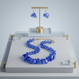 Translucent Blue Bead Rock Candy Necklace Set