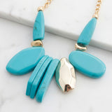 Chunky Turquoise Geo Marbled Resin Bib Necklace