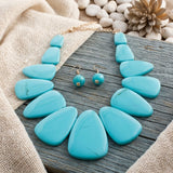 Turquoise Tribal Triangle Bib Collar Necklace Set