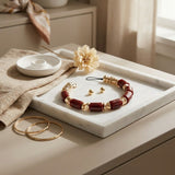 Vintage Marble Burgundy Resin Bead Toggle Necklace