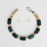 Vintage Marbled Green Resin Bead Toggle Necklace