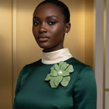 Brilliant Green Blooming Flower Brooch Hair Clip