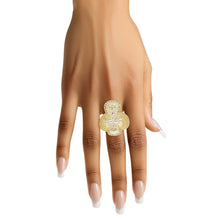 Cargar imagen en el visor de la galería, Cocktail Artisan Luxe Gold Brass CZ Cross Ring
