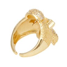 Cargar imagen en el visor de la galería, Cocktail Artisan Luxe Gold Brass CZ Cross Ring

